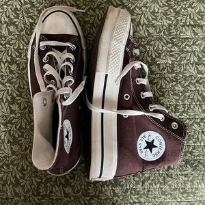 Converse High-Top Sneakers in Maroon and White